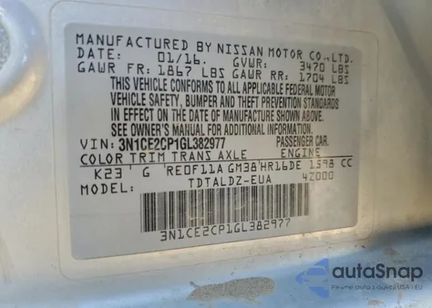 2016 Nissan Versa Note S from USA, damaged, VIN 3N1CE2CP1GL382977